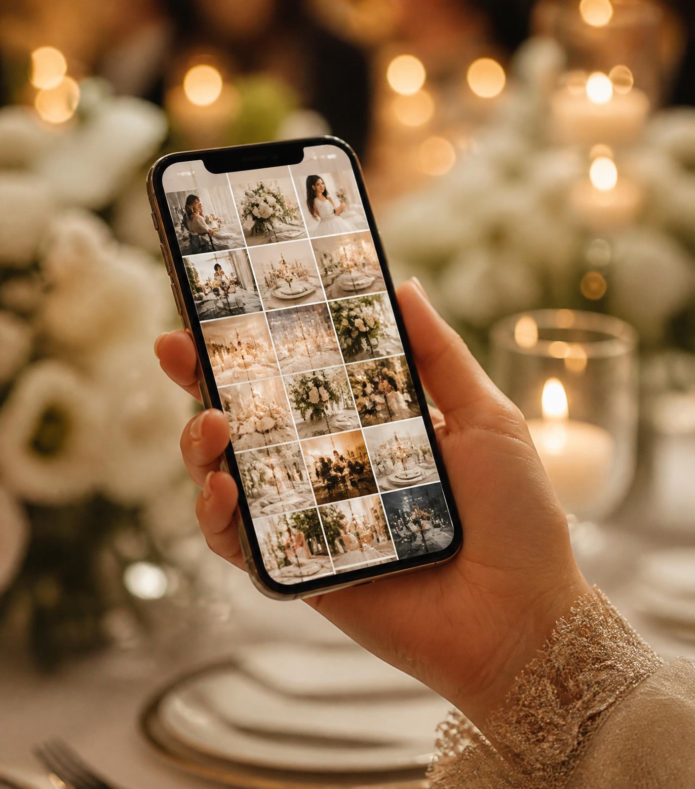 Guest viewing wedding gallery on phone